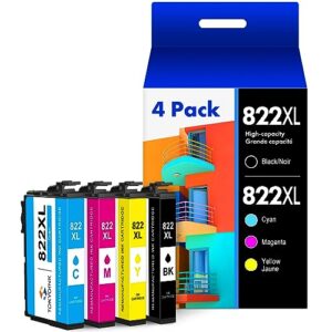 tokyoink remanufactured 822xl ink cartridges [newest aug.version] replacement for epson 822xl t822xl combo pack high yield use for workforce pro wf-3820 wf-4830 wf-4820 wf-4833 wf-4834 printer - 4pack
