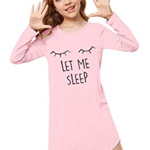 SrffbreMeOly Big Girls Cute Nightgown Long Sleeve Cotton Nightdress Loose Sleepwear Teens Size 10-18Years