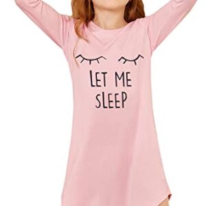 SrffbreMeOly Big Girls Cute Nightgown Long Sleeve Cotton Nightdress Loose Sleepwear Teens Size 10-18Years