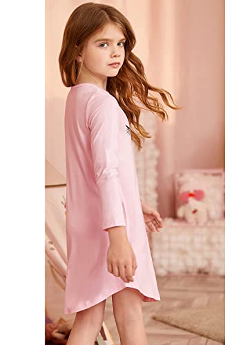 SrffbreMeOly Big Girls Cute Nightgown Long Sleeve Cotton Nightdress Loose Sleepwear Teens Size 10-18Years