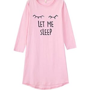 SrffbreMeOly Big Girls Cute Nightgown Long Sleeve Cotton Nightdress Loose Sleepwear Teens Size 10-18Years