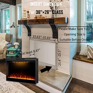 Masarflame 36 Inches Electric Fireplace, Ultra-Narrow Bezel Recessed Electric Fireplace Insert, Fireplace Heater with Adjustable Top Light, Timer, Thermostat, Remote Control, 750W/1500W