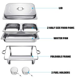 3 Packs Chafing Dishes Buffet Set, 8 Quart Buffet Servers and Warmers, Chaffing Servers Stainless Steel with 2 Half Size Food Pans, Rectangular Food Warmers for Parties Buffets