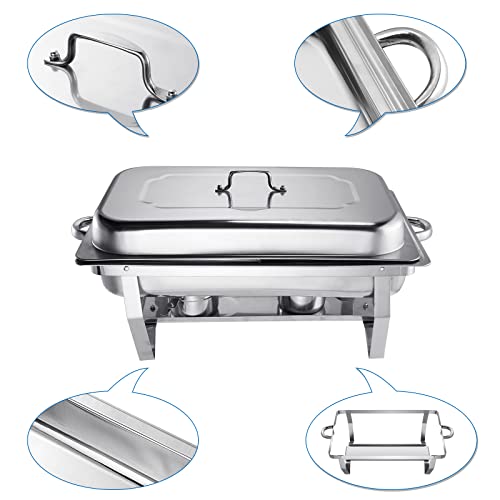 3 Packs Chafing Dishes Buffet Set, 8 Quart Buffet Servers and Warmers, Chaffing Servers Stainless Steel with 2 Half Size Food Pans, Rectangular Food Warmers for Parties Buffets