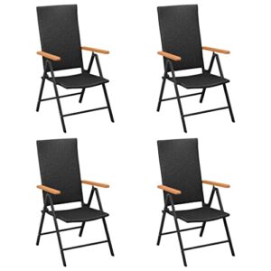 YUHI-HQYD 5 Piece Patio Dining Set,Patio Decor,Friends Gathering Set,Chair's Backrest Reclines in 7 Positions,Assembly Required,Used for Patio, Garden, Lawn,Poolside, Camping, Black and Brown