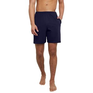 hanes essentials jersey pockets, cotton shorts for men, 7.5", athletic navy