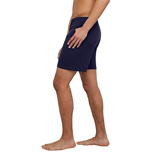 Hanes Essentials Jersey Pockets, Cotton Shorts for Men, 7.5", Athletic Navy