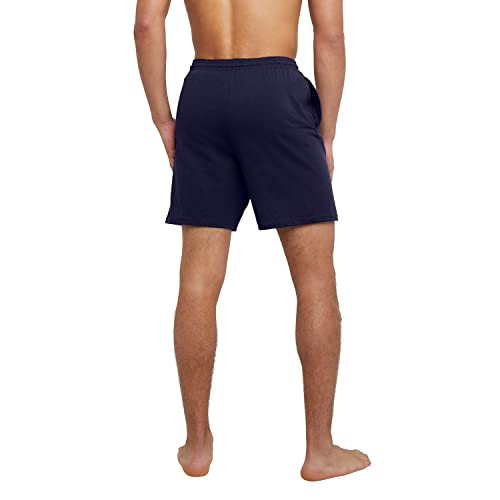 Hanes Essentials Jersey Pockets, Cotton Shorts for Men, 7.5", Athletic Navy