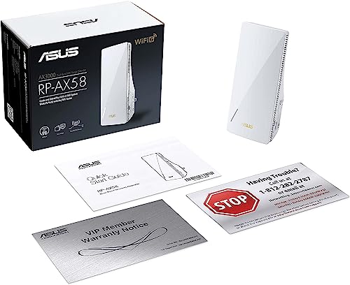 ASUS RP-AX58 AX3000 Dual Band WiFi 6 (802.11ax) Range Extender, AiMesh Extender for Seamless mesh WiFi; Works with Any WiFi Router (White)