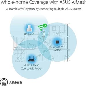 ASUS RP-AX58 AX3000 Dual Band WiFi 6 (802.11ax) Range Extender, AiMesh Extender for Seamless mesh WiFi; Works with Any WiFi Router (White)