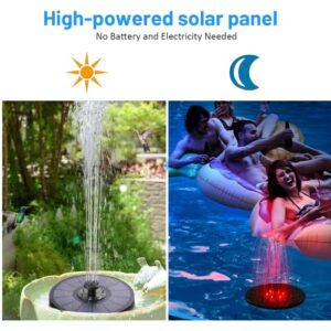 𝗦𝗼𝗹𝗮𝗿 𝗙𝗼𝘂𝗻𝘁𝗮𝗶𝗻 𝗣𝘂𝗺𝗽 𝗕𝗶𝗿𝗱 𝗕𝗮𝘁𝗵 - 3W Bird Bath Fountains Solar Power Water Fountain Pump with Color LED Light, 7 Nozzles & 4 Fixers for Garden Birdbath Pond Outdoor Pool