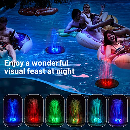 𝗦𝗼𝗹𝗮𝗿 𝗙𝗼𝘂𝗻𝘁𝗮𝗶𝗻 𝗣𝘂𝗺𝗽 𝗕𝗶𝗿𝗱 𝗕𝗮𝘁𝗵 - 3W Bird Bath Fountains Solar Power Water Fountain Pump with Color LED Light, 7 Nozzles & 4 Fixers for Garden Birdbath Pond Outdoor Pool