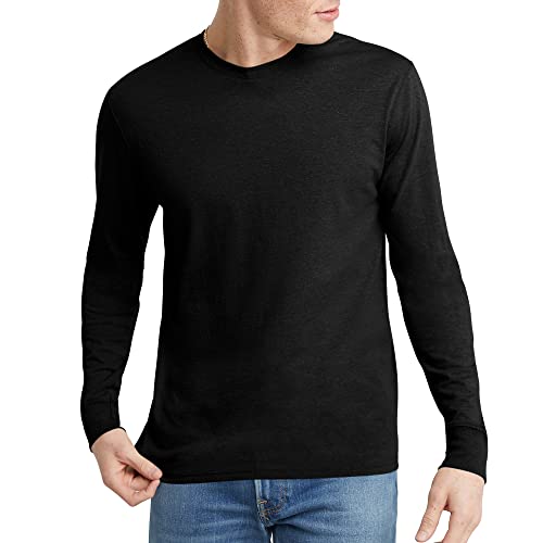 Hanes Size Originals Men's Tri-Blend Long Sleeve T-Shirt, Black, X Large Tall