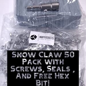 50 Snow Claw FB (Flat Bottom) with Sealing Gasket,100 Ruspert Screws, Free Hex bit !! Snow Guard,Ice Guard, Snow Guard for Metal Roofing