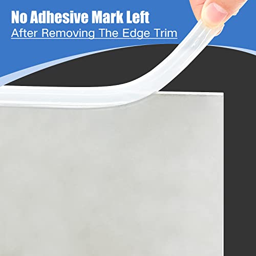 Clear Rubber Edge Trim, Self-Adhesive Clear Rubber Edge Trim, Edge Protector for Sheet Metal, Glasses or Flexi Glasses, Silicone Rubber Material, White Color, Fit 1/4"(6.4mm), U Channel Edge Trim