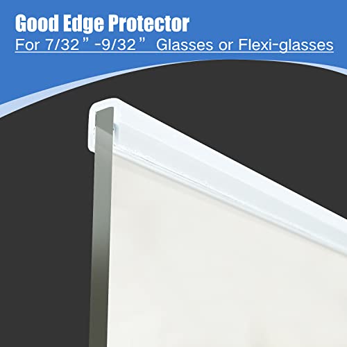 Clear Rubber Edge Trim, Self-Adhesive Clear Rubber Edge Trim, Edge Protector for Sheet Metal, Glasses or Flexi Glasses, Silicone Rubber Material, White Color, Fit 1/4"(6.4mm), U Channel Edge Trim