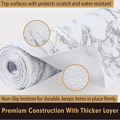 Premium Drawer and Shelf Liner for Cabinet, Non Adhesive Liner for Kitchen, Strong Grip Non Slip Shelf Liners for Kitchen Cabinets, Storage, Drawers, Shelves, Kitchenware and Tableware, Marble