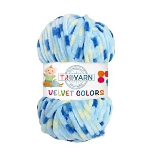 troyarn velvet colors chenille baby blanket yarn amigurumi yarn for crocheting and knitting super bulky 100 gr (131 yds) (10203)