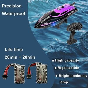 RANFLY RC Boat with 2 Rechargeable Battery, 20+ MPH Fast Remote Control Boat for Pools and Lakes, 2.4G RC Boats Pool Toys for Adults and Kid