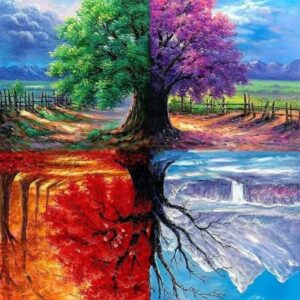 Stamped Cross Stitch Tree Counted Cross Stitch Kits Beginners Cross Stitch Kits for Adults 11CT DIY Embroidery Needlepoint Counted Kits for Home Decor 12x16inch