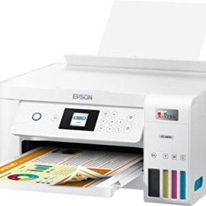 Epson EcoTank ET-2850 Wireless Color All-in-One Cartridge-Free Supertank Inkjet Printer, White - Print Scan Copy - 1.44" LCD Display, 10 ppm, 4800 x 1200 dpi, 2-Sided Printing, Voice-Activated