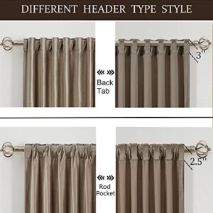 PRIMROSE Blackout Taupe Velvet Curtains 108 inch Long for Living Room,Set of 2 Panels Liner Rod Pocket Back Tab Thermal Window Curtains Drapes Room Darkening Heavy Decorative Curtains for Bedroom