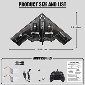 fisca RC Airplane Remote Control B-2 Spirit Stealth Bomber Plane, 2.4Ghz 2CH Foam Drone Ready to Fly Aircraft Toy for Kids and Adults