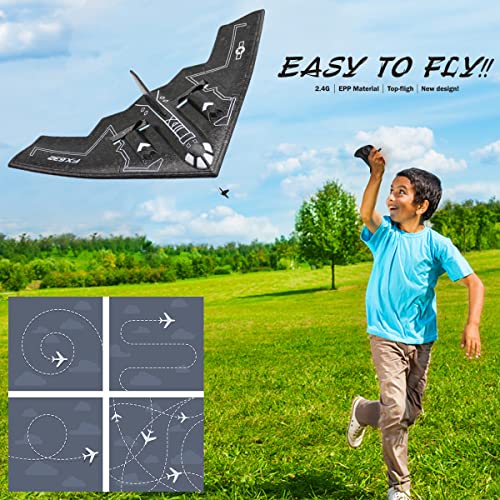 fisca RC Airplane Remote Control B-2 Spirit Stealth Bomber Plane, 2.4Ghz 2CH Foam Drone Ready to Fly Aircraft Toy for Kids and Adults