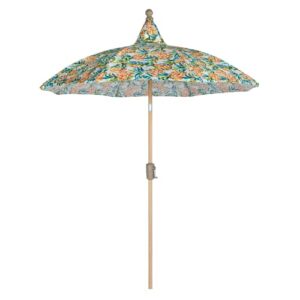 tempera 7.5ft patterned patio umbrellas market umbrella with fade resistant canopy, crank lift, push button tilt, premium wood pole, elegant vintage umbrellas for lawn, pool, deck, balcony