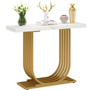 little tree entrway top modern gold console table, faux marble white & gold