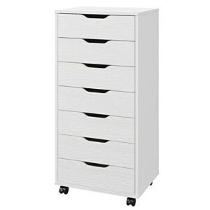 panana 5/7 drawer chest, wooden tall dresser storage dresser cabinet with wheels, office organization and storage, bedroom furniture (white, 7 drawer)