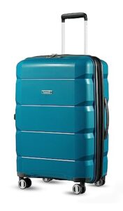 luggex blue 24 inch expandable luggage with spinner wheels - lightweight checked luggage - effortless vacation mobility (teal suitcase)