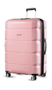 luggex pink 28 inch luggage with spinner wheels - expandable large checked luggage - lightweight adventure partner (pink suitcase)