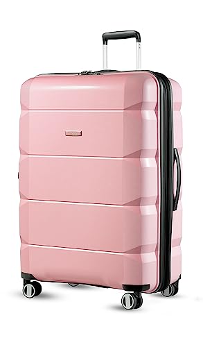 LUGGEX Pink 28 Inch Luggage with Spinner Wheels - Expandable Large Checked Luggage - Lightweight Adventure Partner (Pink Suitcase)