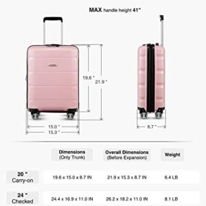 LUGGEX Pink 28 Inch Luggage with Spinner Wheels - Expandable Large Checked Luggage - Lightweight Adventure Partner (Pink Suitcase)