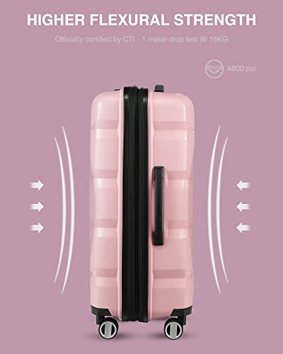 LUGGEX Pink 28 Inch Luggage with Spinner Wheels - Expandable Large Checked Luggage - Lightweight Adventure Partner (Pink Suitcase)