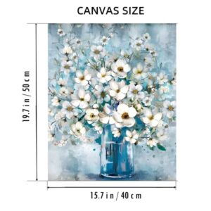 BOMUVI Paint by Numbers for Adults Beginner Paint by Numbers for Adults Flower DIY Paint by Number Kits Acrylic Painting White Flower Paint by Number Kits on Canvas Home Decor Gift for Adults 16x20 In