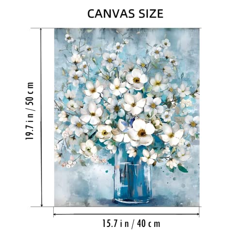 BOMUVI Paint by Numbers for Adults Beginner Paint by Numbers for Adults Flower DIY Paint by Number Kits Acrylic Painting White Flower Paint by Number Kits on Canvas Home Decor Gift for Adults 16x20 In