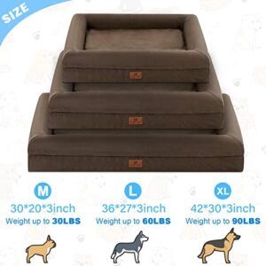 Hygge Hush Summer Waterproof Dog Bed, Washable Dog Bed with Removable Cover and Bolster, Orthopedic Dog Bed with Nonskid Bottom (X Large / 42"x30", Brown)