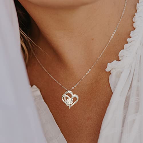 Earent Rhinestone Heart Pendant Necklace Silver Infinity Tiny Necklaces Chain Sparkly Minimalist Neck Chain Jewerly Adjustable for Women and Girls (B-Heart 2)