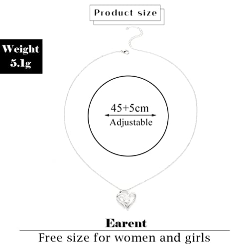 Earent Rhinestone Heart Pendant Necklace Silver Infinity Tiny Necklaces Chain Sparkly Minimalist Neck Chain Jewerly Adjustable for Women and Girls (B-Heart 2)