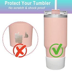 2 Pcs Protective Silicone Boot Sleeve Cover for Stanley Tumbler Quencher Adventure 40oz IceFlow 20oz 30oz, Anti-Slip Silicone Water Bottle Bottom Cover for Stanley Tumbler (Pinkwhite+Bluewhite)