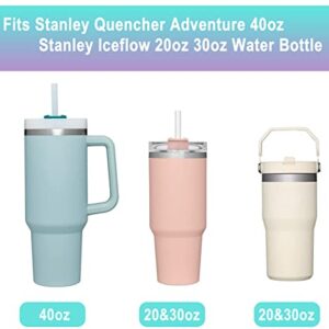 2 Pcs Protective Silicone Boot Sleeve Cover for Stanley Tumbler Quencher Adventure 40oz IceFlow 20oz 30oz, Anti-Slip Silicone Water Bottle Bottom Cover for Stanley Tumbler (Pinkwhite+Bluewhite)