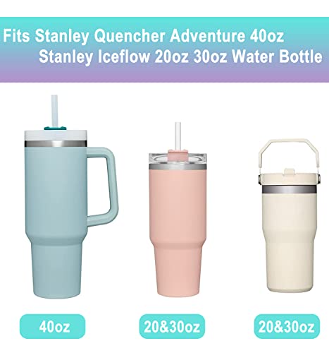 2 Pcs Protective Silicone Boot Sleeve Cover for Stanley Tumbler Quencher Adventure 40oz IceFlow 20oz 30oz, Anti-Slip Silicone Water Bottle Bottom Cover for Stanley Tumbler (Pinkwhite+Bluewhite)