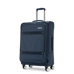 american tourister whim softside expandable luggage, navy blue, medium spinner