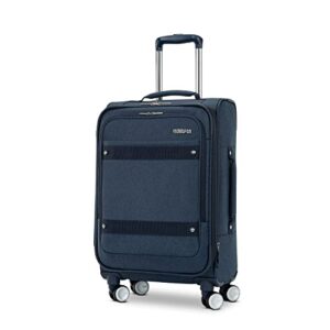 american tourister whim softside expandable luggage with spinners, navy blue, carry on