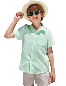coofandy big boys light blue button down shirt kids short sleeve school dress shirt