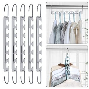 sindax space saving hangers telescopic, 6 holes clothes hangers adjustment to 9 holes, upgraded sturdy metal clothes hangers space saving for heavy clothes, closet organizers and storage - 5 pack