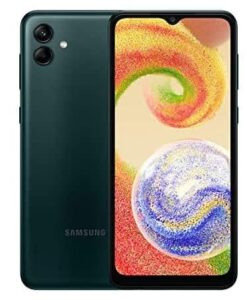 samsung galaxy a04 4g lte (128gb + 4gb) unlocked global worldwide (only t-mobile/mint/tello metro usa market) 6.5" 50mp dual camera + (w/fast car charger) (green)
