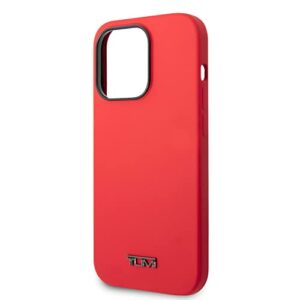 CG MOBILE TUMI Phone Case for iPhone 14 Pro in Red with Black Logo, HC Liquid Silicone Smooth & Anti-Scratch Protective Case with Easy Snap-on, Shock Absorption & Signature Logo